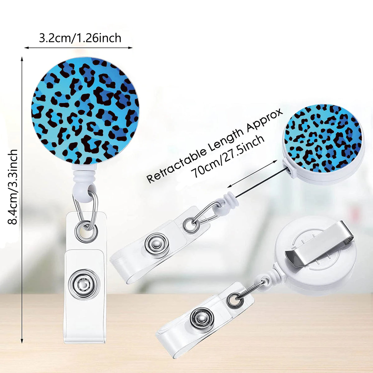 Leopard Print Retractable Badge Holder with Clip