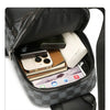 Men's Waterproof PU Leather Crossbody Bag with Geometric Pattern