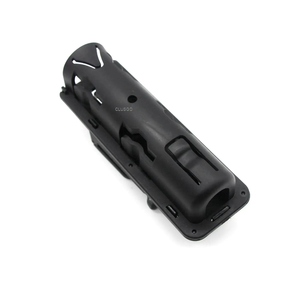 Black tactical duty belt holder designed for 360 degree rotation.