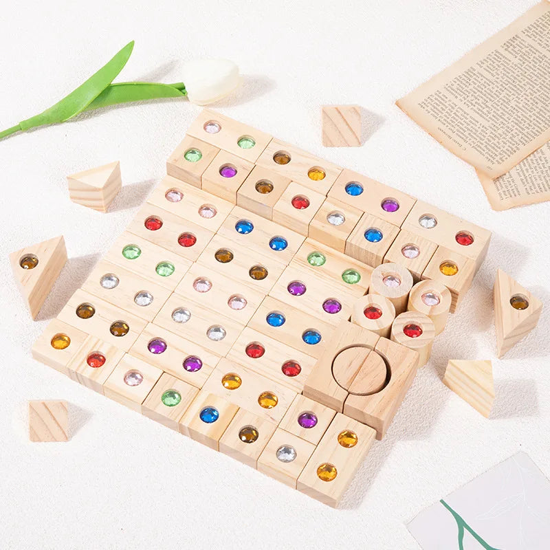 Rainbow Wooden & Acrylic Stacking Blocks Set