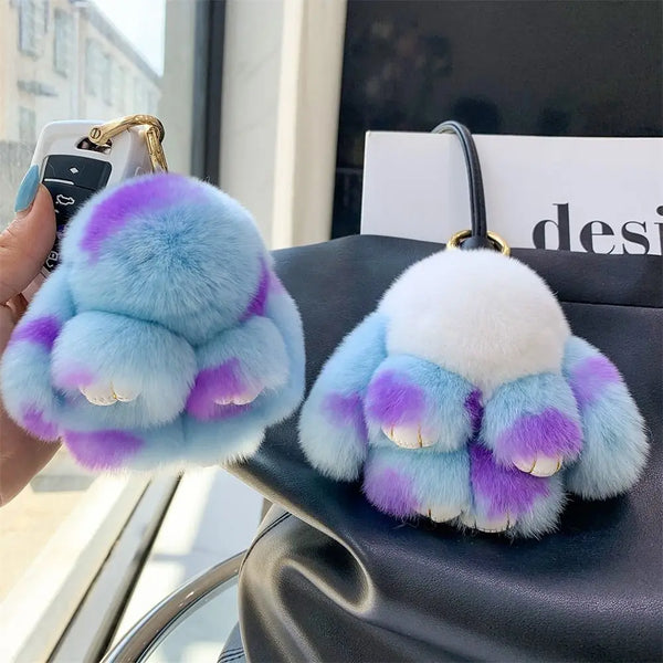 Soft Plush Bunny Keychain with Alloy Ring