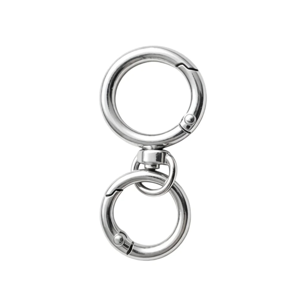 Silver round spring snap hooks with 360 degree swivel for bags and keychains