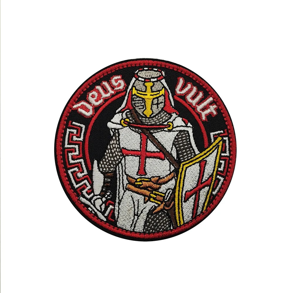 Knights Templar Cross Patch with Hook and Loop Backing