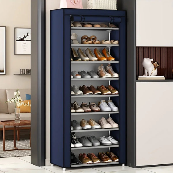 9-Tier Shoe Rack with Dust Cover