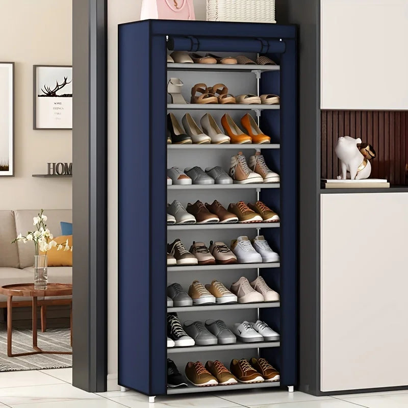 9-Tier Shoe Rack with Dust Cover