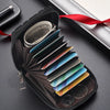 Men's PU Leather Card Holder with Geometric Pattern and Zipper Closure