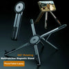 A black multifunctional magnetic stand featuring a foldable alloy design used to hold a phone or tablet.