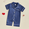 Satin Baby Pajama Jumpsuit with Button-Up Front