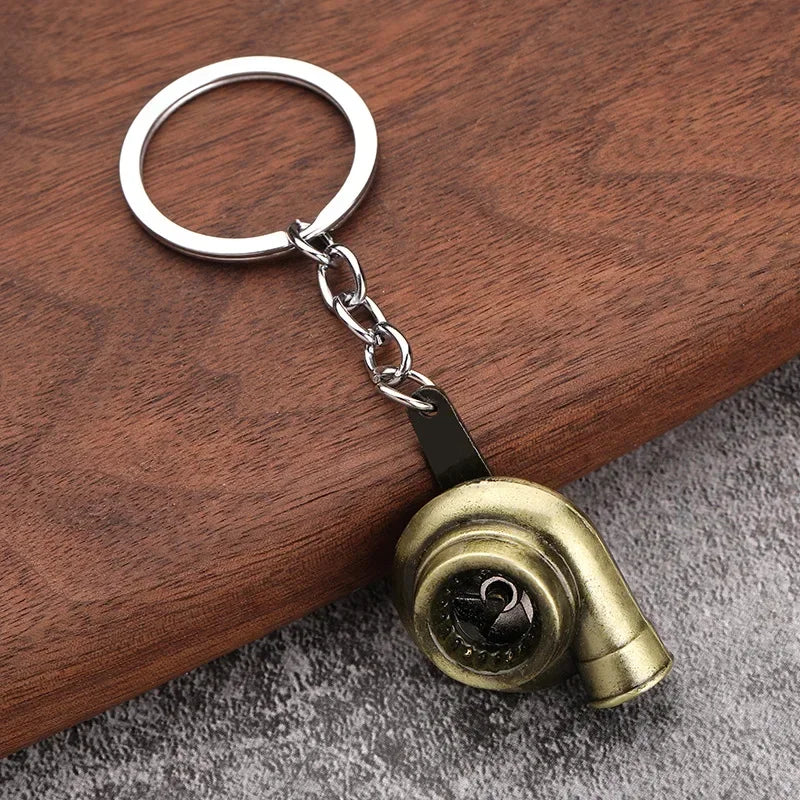 Gearbox Keychain with Turbo Hub and Brake Disc Pendant