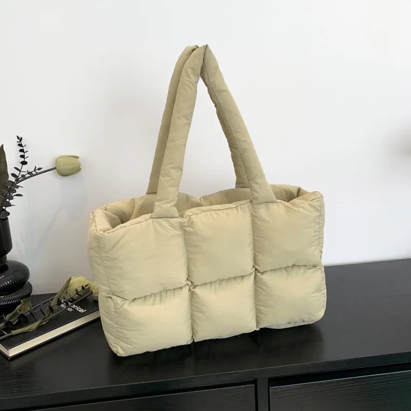 Quilted Plaid Tote Shoulder Bag