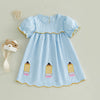 Girls' Plaid A-Line Summer Dress with Embroidered Details