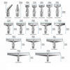 A set of stainless steel diamond painting pen tips with screw-on handles shown in various sizes and angles.