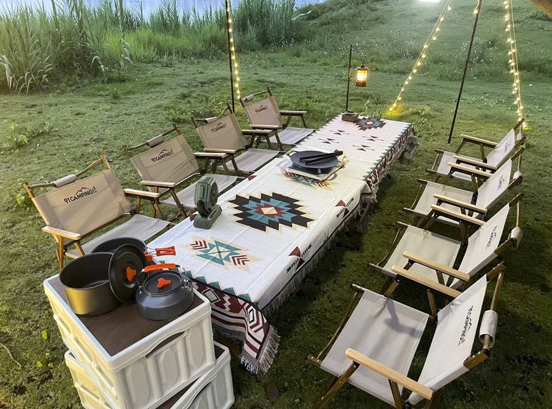 Oversized Aztec Boho Throw Blanket with Fringe