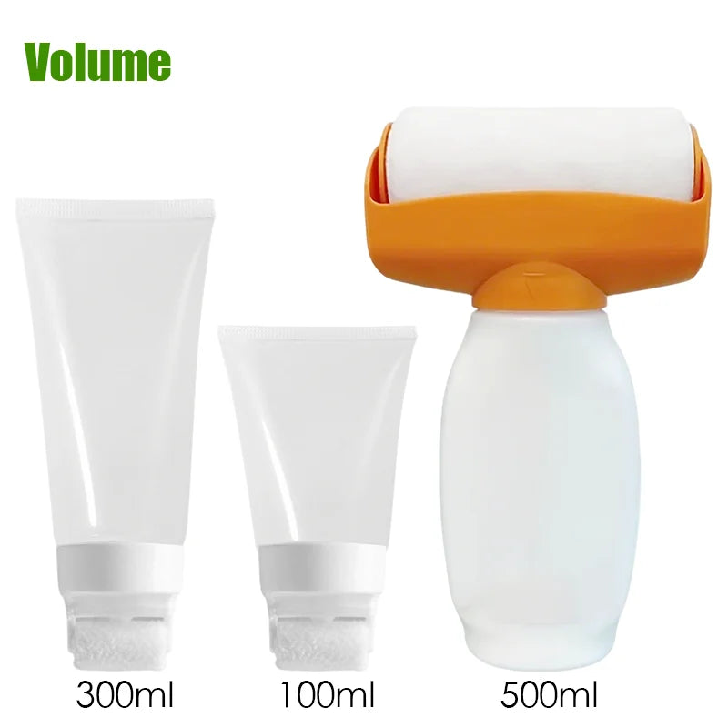 Three sizes of wall paint repair rollers are shown: 300ml, 100ml, and 500ml.