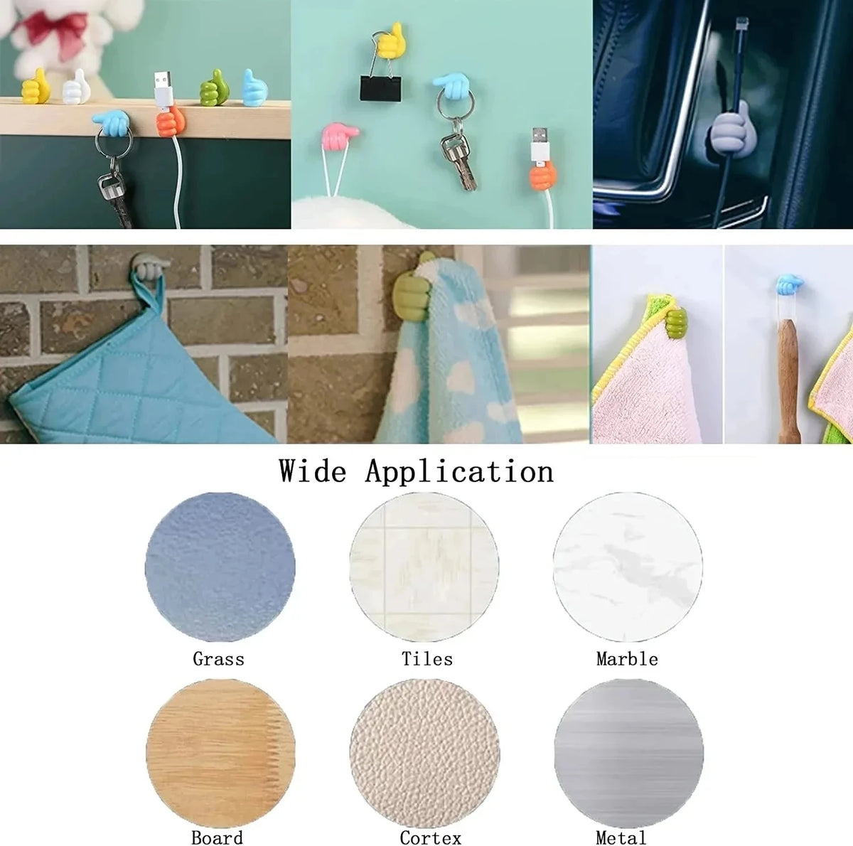 Silicone Thumb Wall Hooks for Cable Management and Organizing
