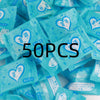 A pile of 50 pieces of light blue plastic miniature resin food and drink figurines for DIY decor