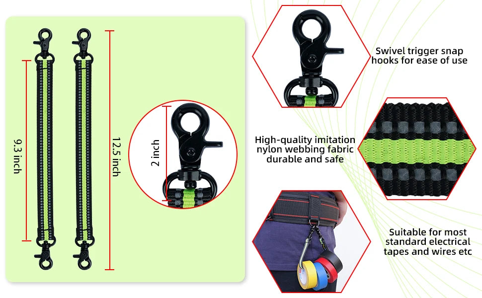 Durable Electrical Tape Holder with Snap Hook for Tool Belts and Pouches