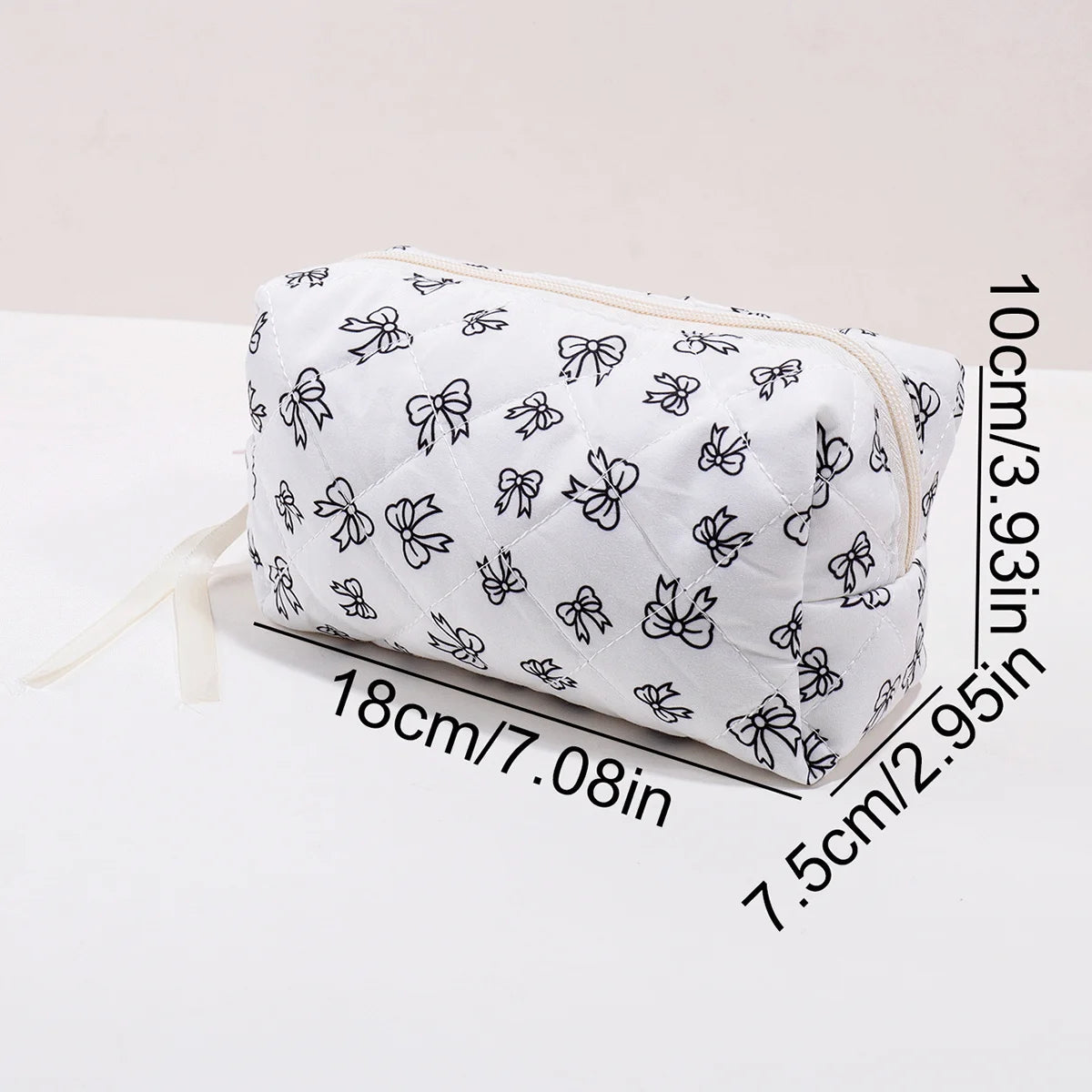 Bowknot Print Makeup Bag - Large Capacity Travel Toiletry Organizer