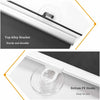Close-up view of a white roller shade mechanism showing the top alloy bracket and bottom PE hooks for easy installation.