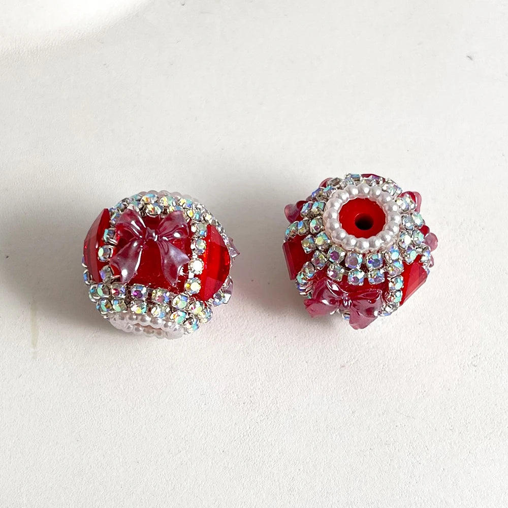 Acrylic Bow Rhinestone Beads for Jewelry Making - 50 Pieces