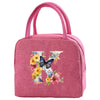 Insulated Canvas Lunch Bag with Butterfly Letter Pattern