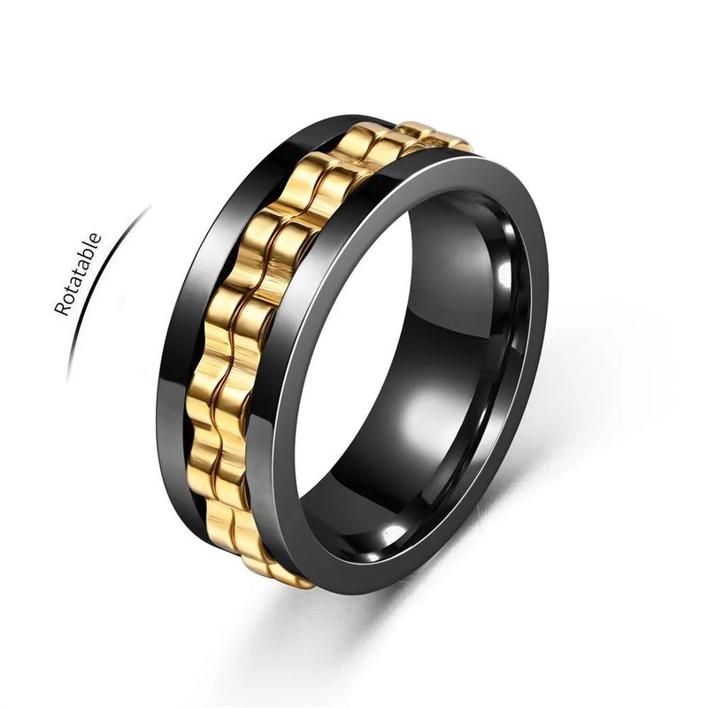 Gear-Chain Rotating Anxiety Ring