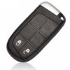 A black replacement key fob shell for Jeep, Dodge, Chrysler, and Fiat vehicles.