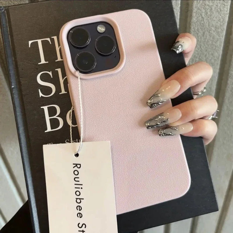 Candy Color Lychee Pattern Soft Silicone Phone Case