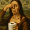 Mona Lisa Funny Bathroom Wall Art Canvas Print