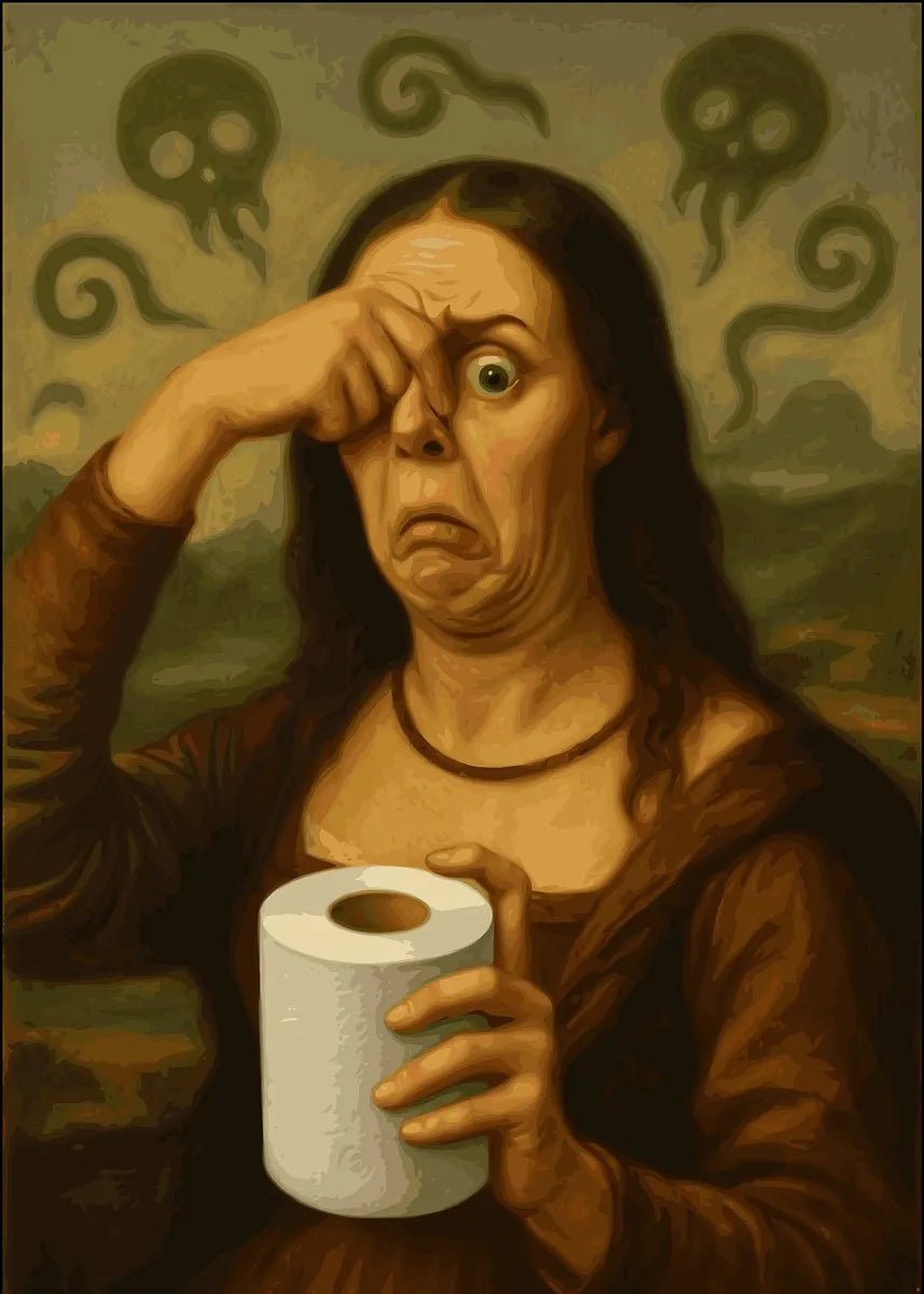 Mona Lisa Funny Bathroom Wall Art Canvas Print
