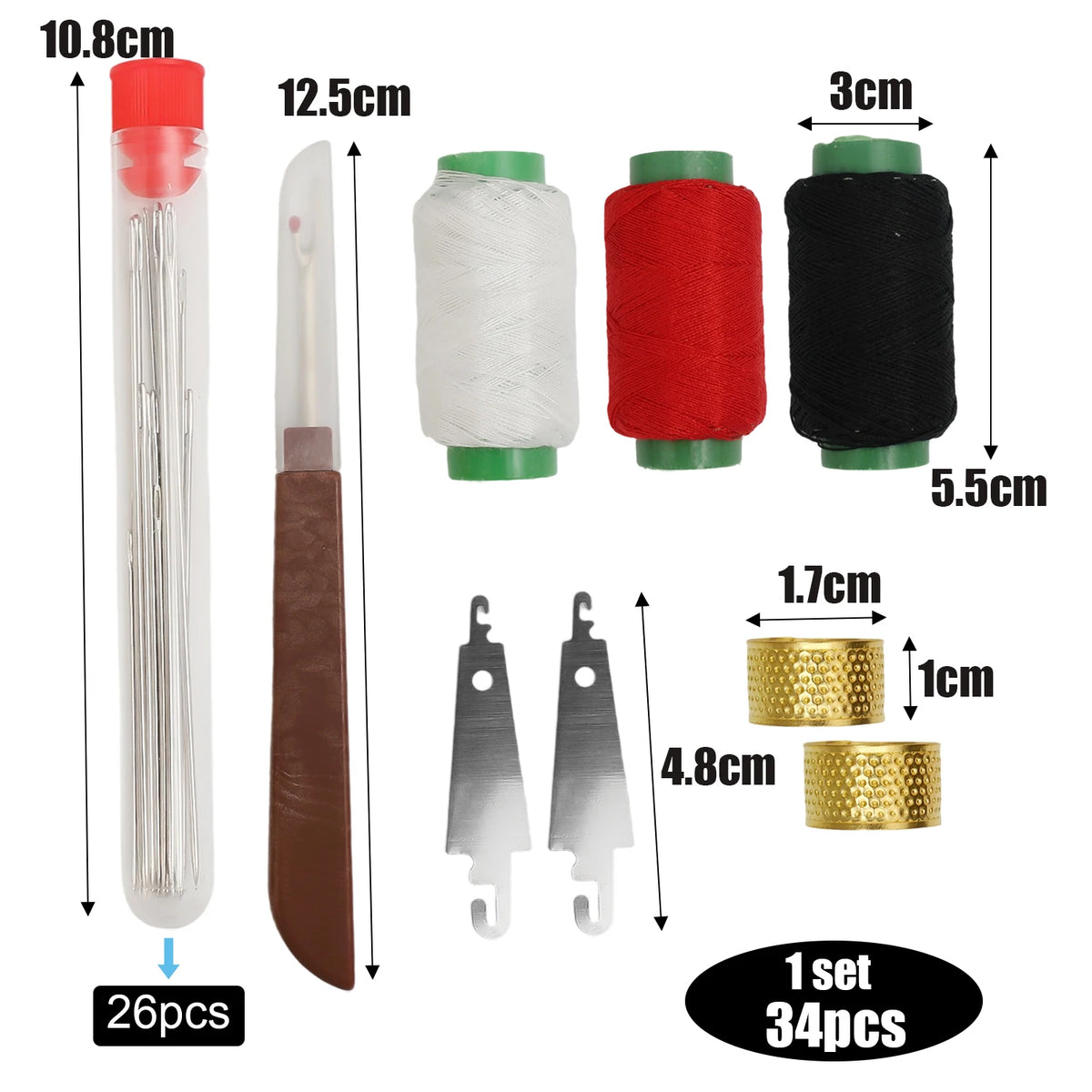 Sewing Needles Set with Large Eye and Threader Tool