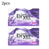 Two packages of purple dryer sheets with lavender fragrance and text indicating softening and anti-static properties