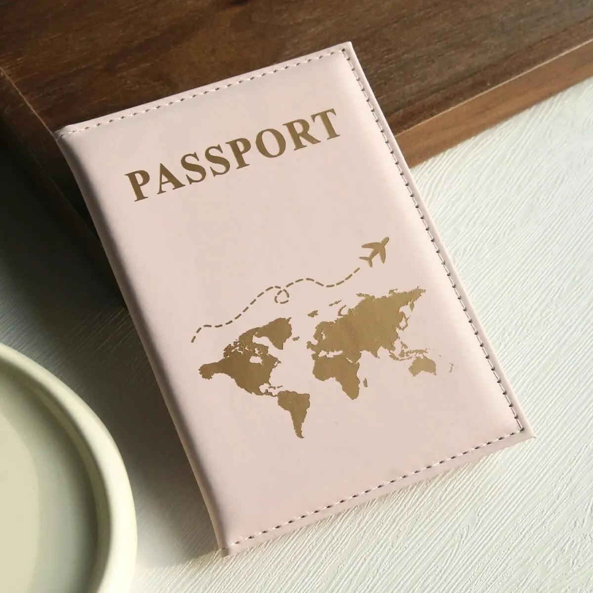 World Map Passport Holder with Card Slots