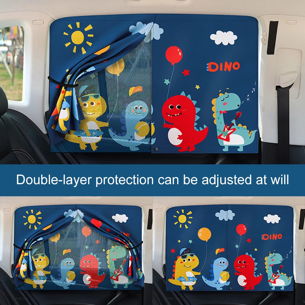 Telescopic Magnetic Car Window Shades with UV Protection and Insect Mesh