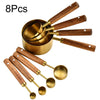 Stainless Steel Measuring Cup and Spoon Set with Wooden Handles