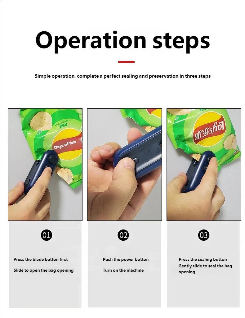 Portable USB Rechargeable Food Sealer for Bags