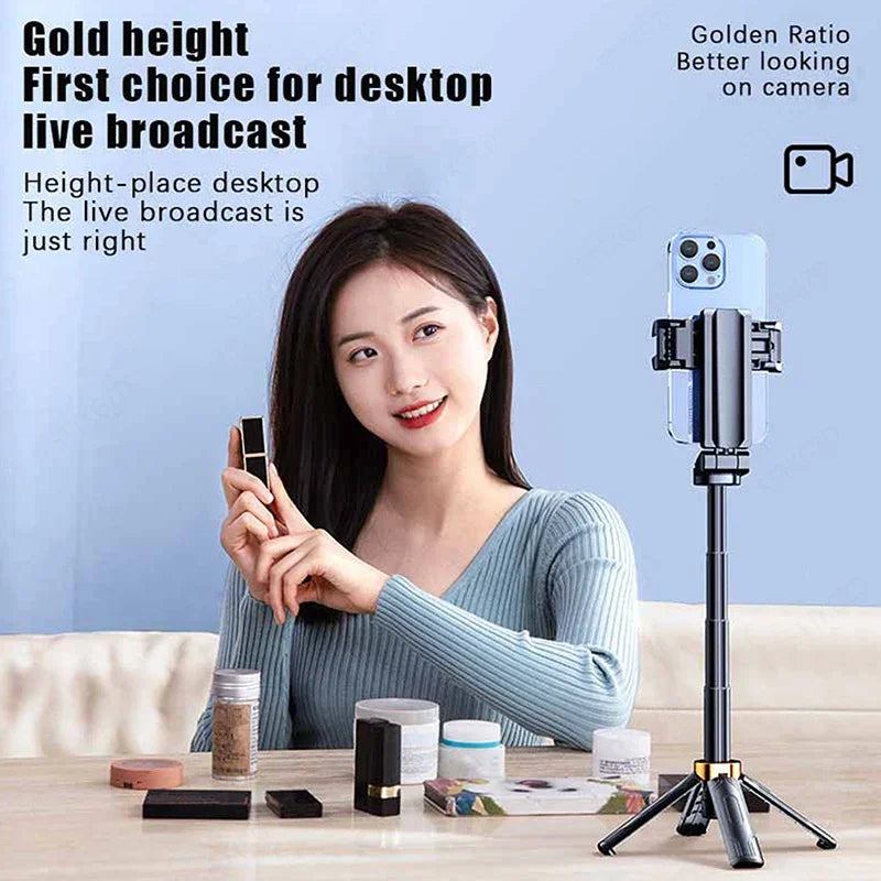 Compact 4-in-1 Selfie Stick with Bluetooth Remote