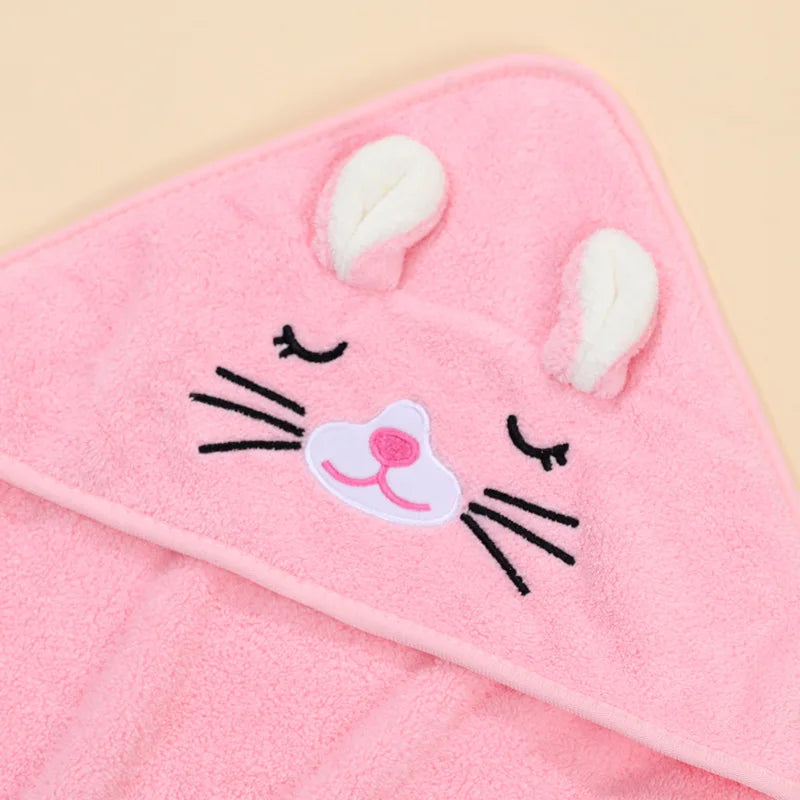 Soft Hooded Baby Towel Robe with Cartoon Animal Design