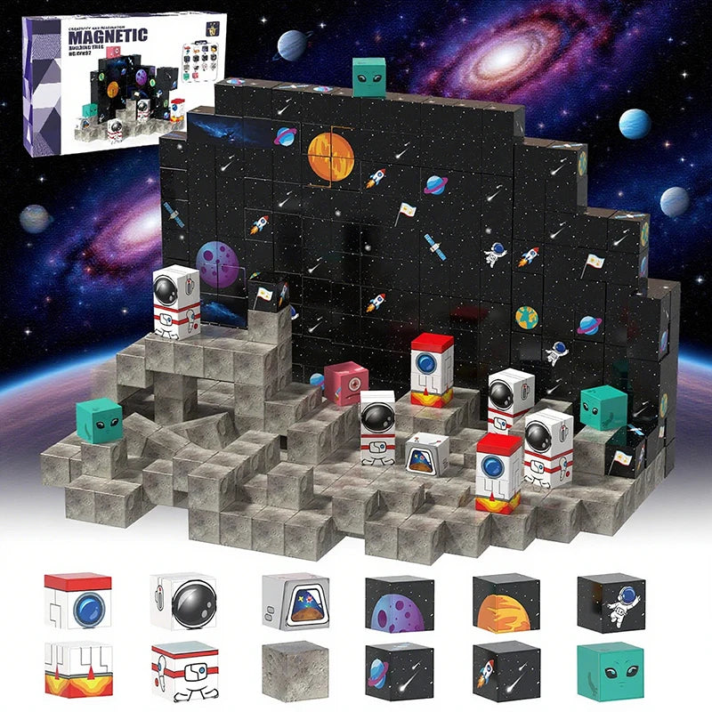 Space Theme Magnetic Building Blocks Set