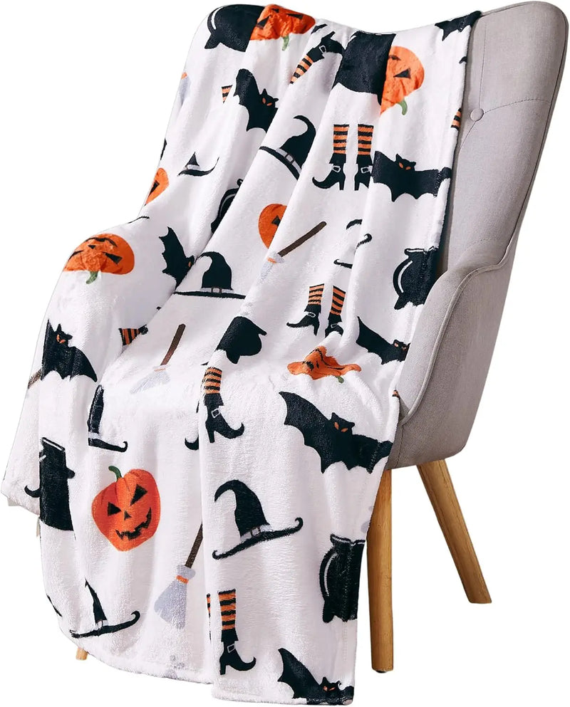 Black Bat Print Flannel Blanket