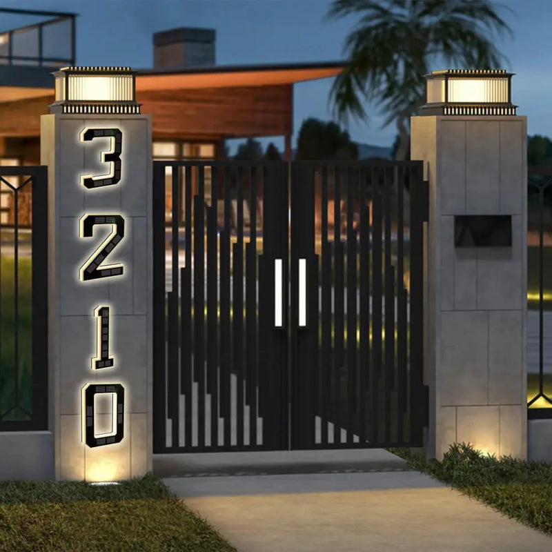 Solar-Powered LED House Number Sign