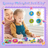 A young girl is painting flowers using a fabric poking art kit on paper with the help of an adult.