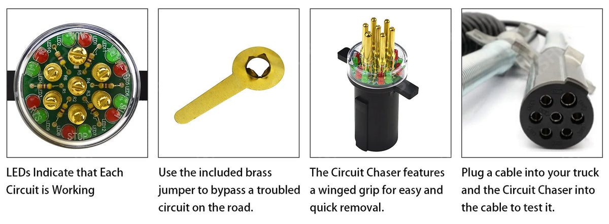 7-Way Round Pin Trailer Circuit Tester for Semi-Trucks