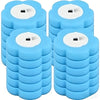 A set of blue wall-mounted disposable toilet brush heads with replaceable heads.