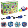 Metal Assemble Gyro spinning top battle set with multiple colored tops and launchers