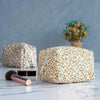 Quilted Floral Makeup Bag with Zipper Closure