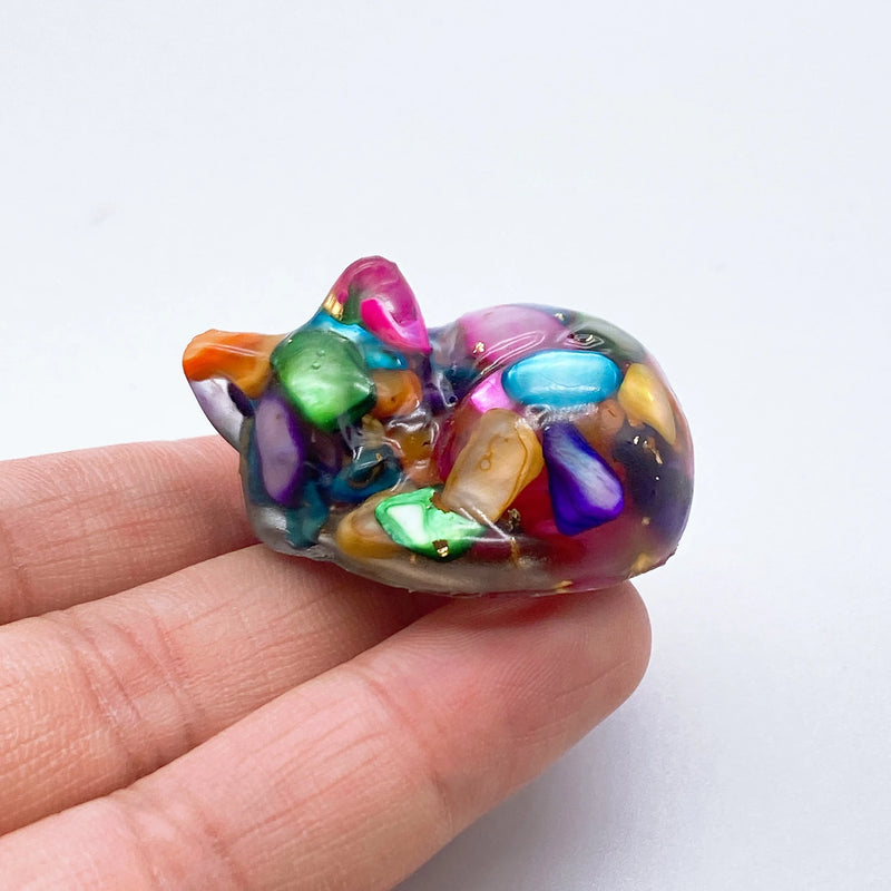 Sleeping Cat Crystal Resin Figurine