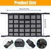 Black mesh car ceiling cargo net for overhead storage organizer showing various product views