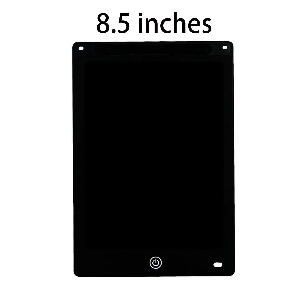 Schwarzes, justierbares LCD-Zeichentablet mit Power-Taste an der unteren Kante.