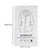 White hanging vacuum storage bag with a shirt outline and various clothing items listed below